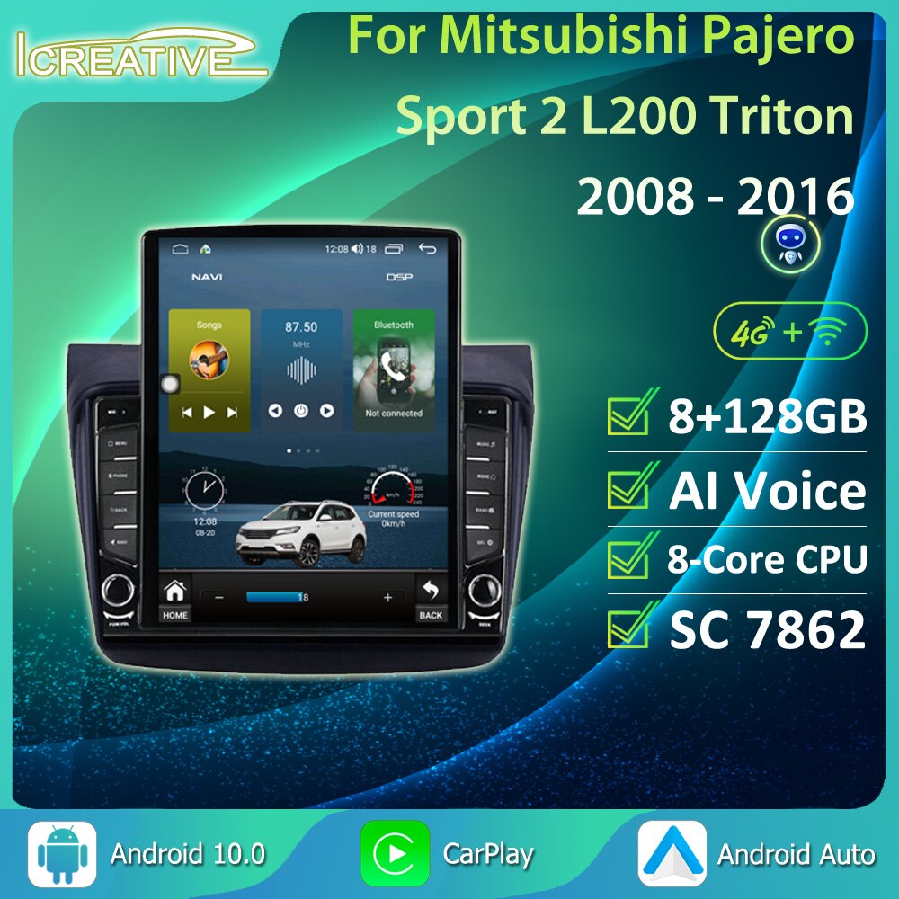 8G 128G IPS For Mitsubishi Pajero Sport 2 L200 Trit..